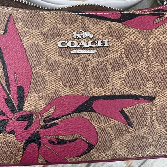 Coach Teri Shoulder Bag Crossbody In Signature Canvas With Bow Print Purse - Picture 4 of 7